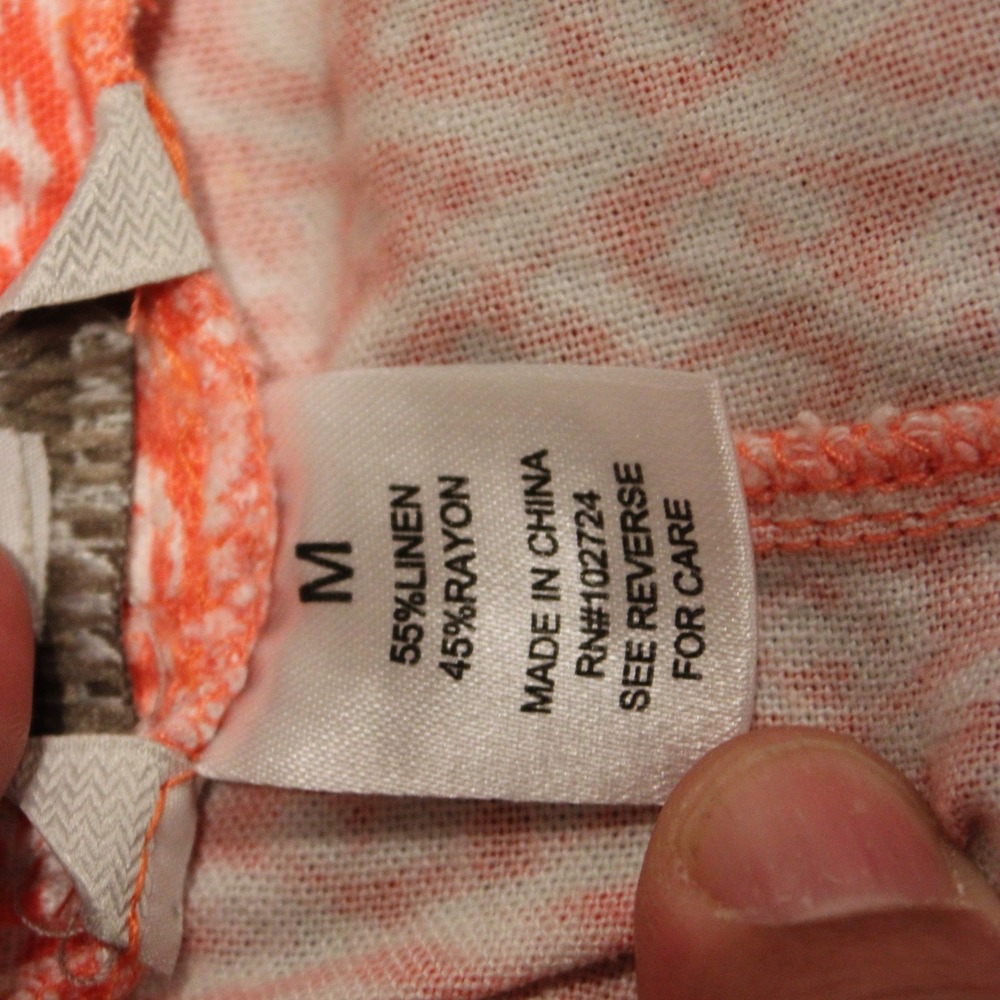 Hester & Orchard Womens Pink Ikat Linen Blend Elastic Waist Shorts Size Medium - Picture 9 of 10